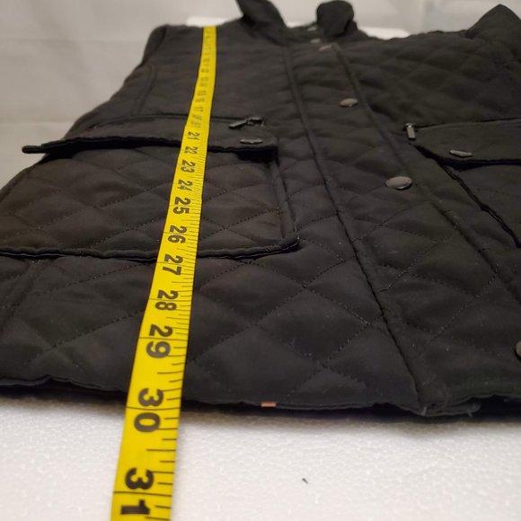 SOLD! - Calvin Klein Black Diamond Quilted Zip & Snap Coat Jacket - Size S/P/CH - Picture 13 of 16